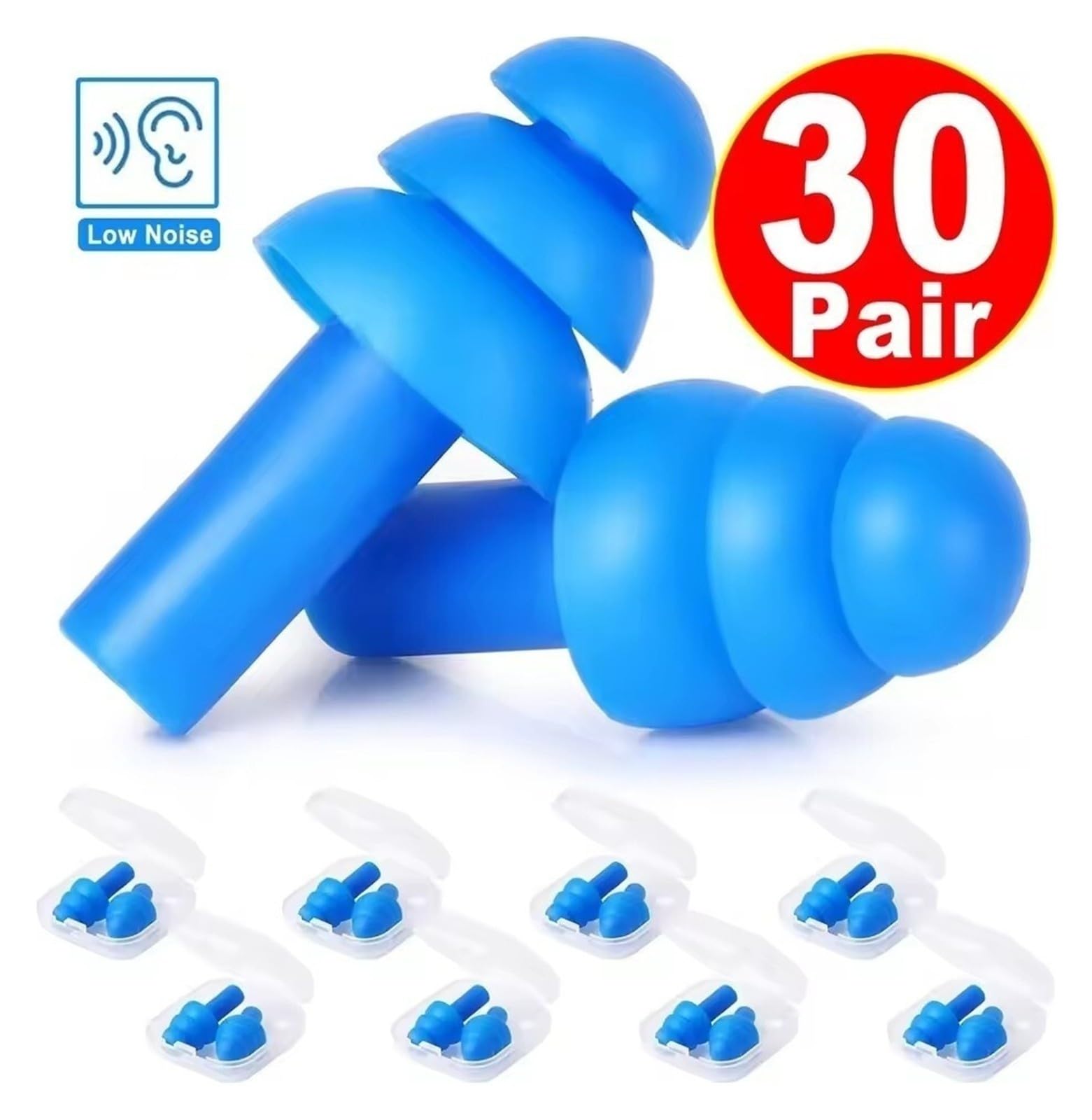 Lot de 5 paires de bouchons d'oreilles réutilisables en silicone souple et anti-bruit (5 paires (10 pièces)
