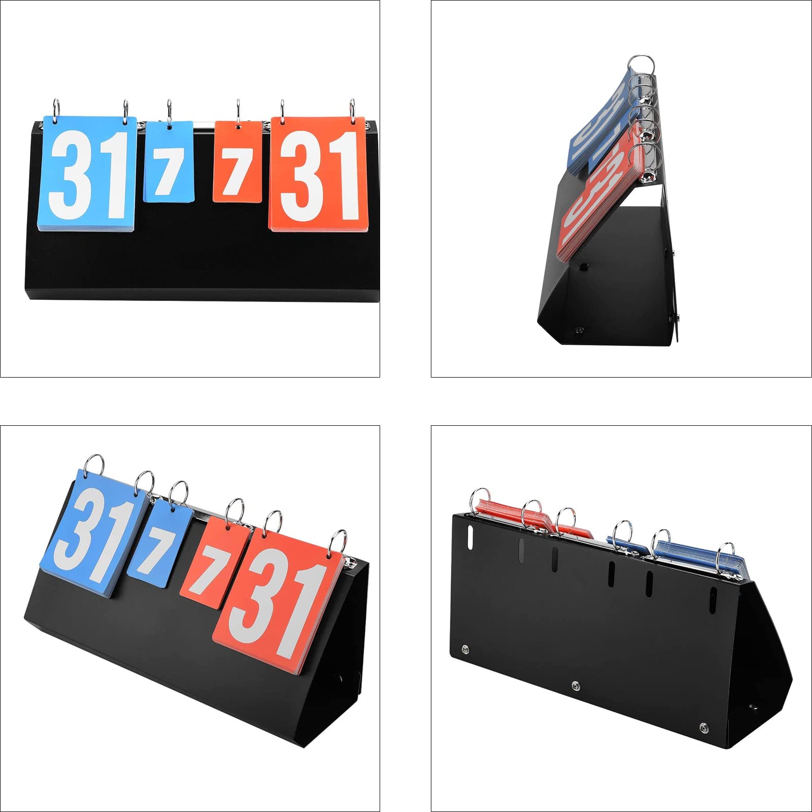 OUKENS Tabellone Segnapunti, Portatili Flip Tabellone Sportivo, Sportivo a 4 Cifre Tabellone Segnapunti per Basket, Badminton, Tennis da Tavolo, Sport Scoreboard