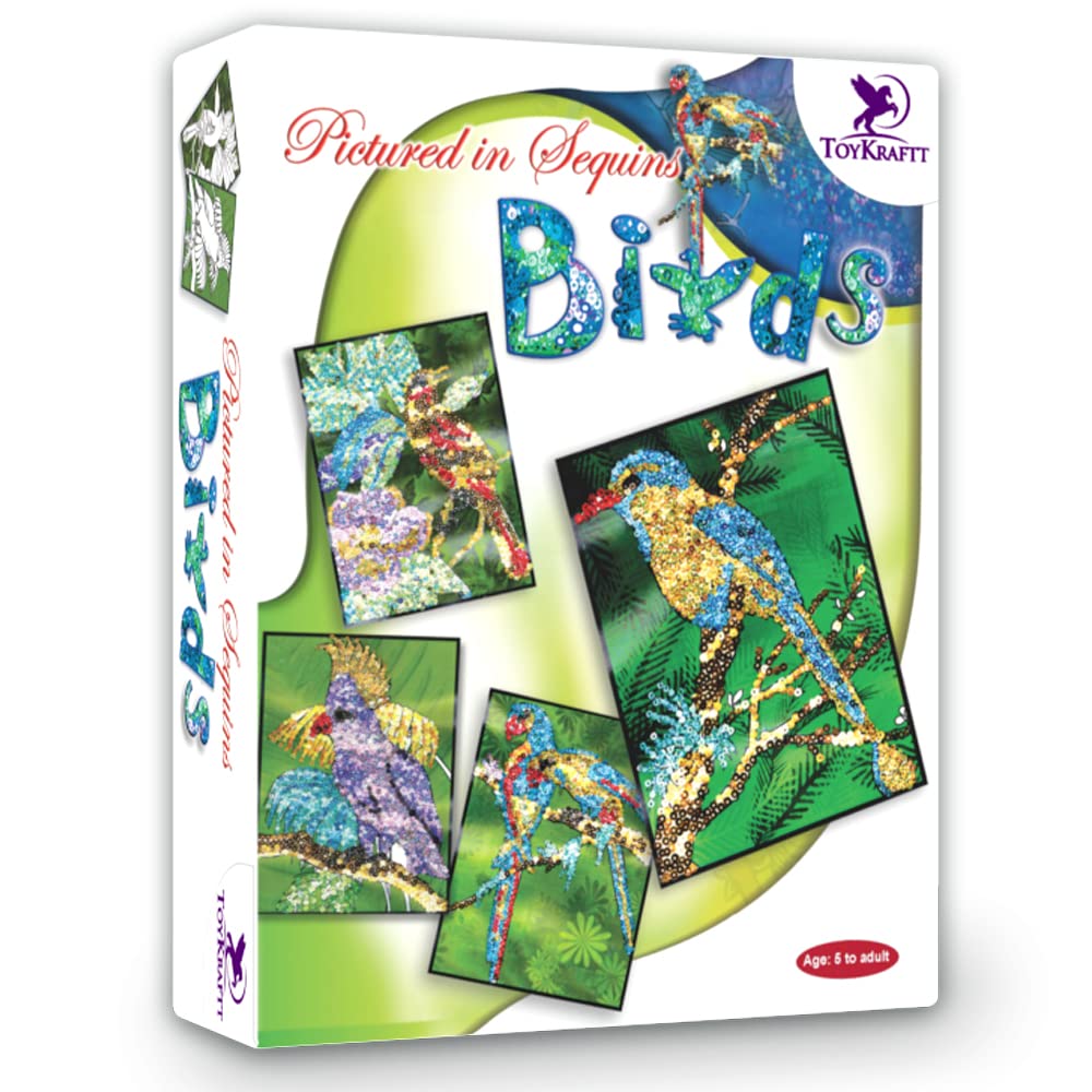 Toykraft: Picture in Sequins Birds | Sequin Craft Kit | Gift for Girls Boys | Art and Craft for 5-8 Year olds Multicolor (B0076L0WH2) Amazon Price History, Amazon Price Tracker
