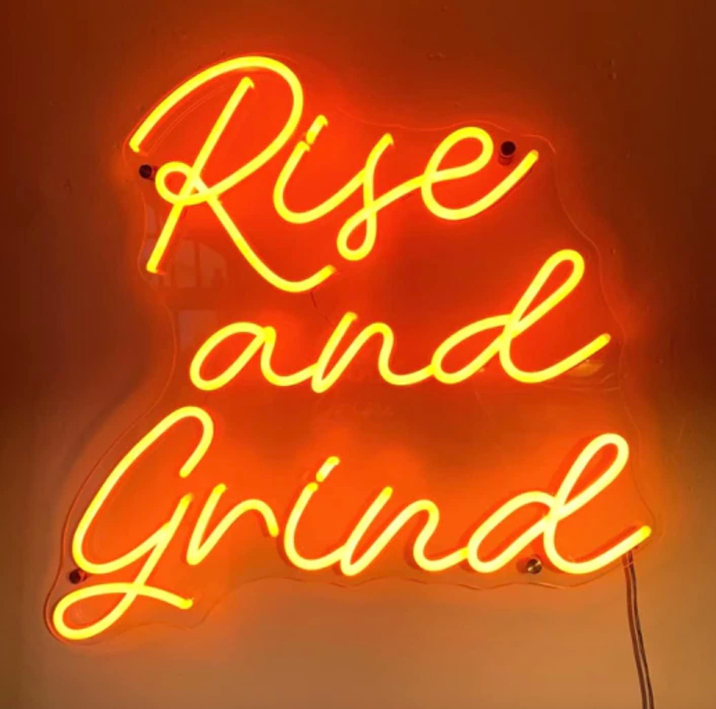 Rise and Grind - LED Neon Sign Neon light Neon sign Neon lights Neon light for wall Bedroom (14 x 14 Inches)