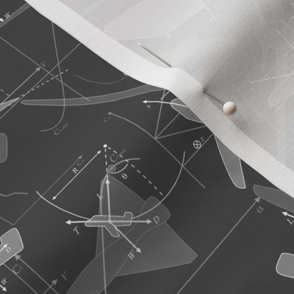 Spoonflower Fabric - Gray Airplane Nerd Geek Pilot Printed on Petal Signature Cotton Fabric by The Yard - Sewing Quilting Apparel Crafts Decor