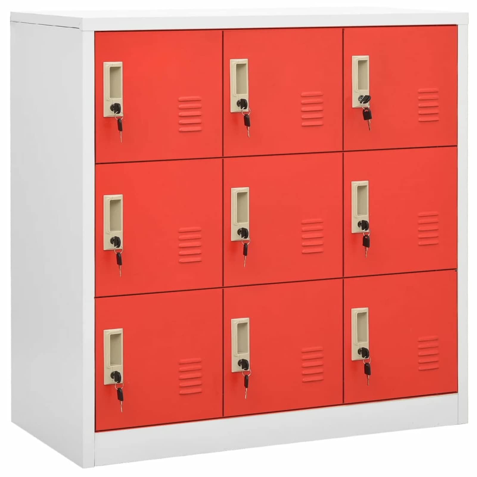 Armadio Armadietto 5 pz in acciaio armadio raccoglitore armadi con chiave multiuso per lo stoccaggio in scuole e uffici per scarpe, borse, libri, archivi grigio chiaro e rosso 90 x 45 x 92,5 cm