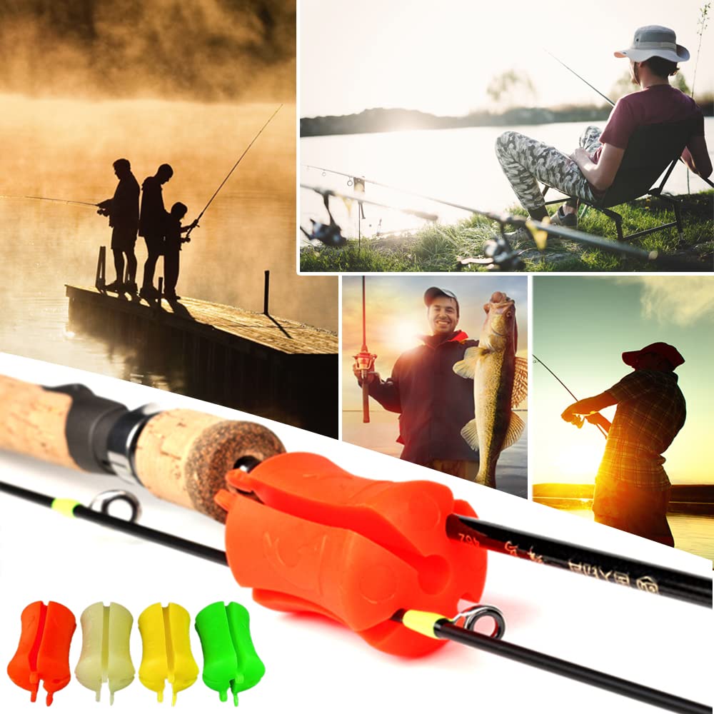 4 Boules De Fixation Pour Canne à Pêche - Support En Silicone Souple - Holds Tiges Ensemble Ou Séparées - Multicolores