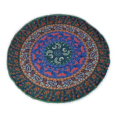 4 Pack 32\" Round Pillow Cover, Decorative Mandala Pillow Sham, Indian Bohemian Ottoman Poufs, Pom Pom Pillow Cases, Big Outdoor Cushion Cover For Home Decorations