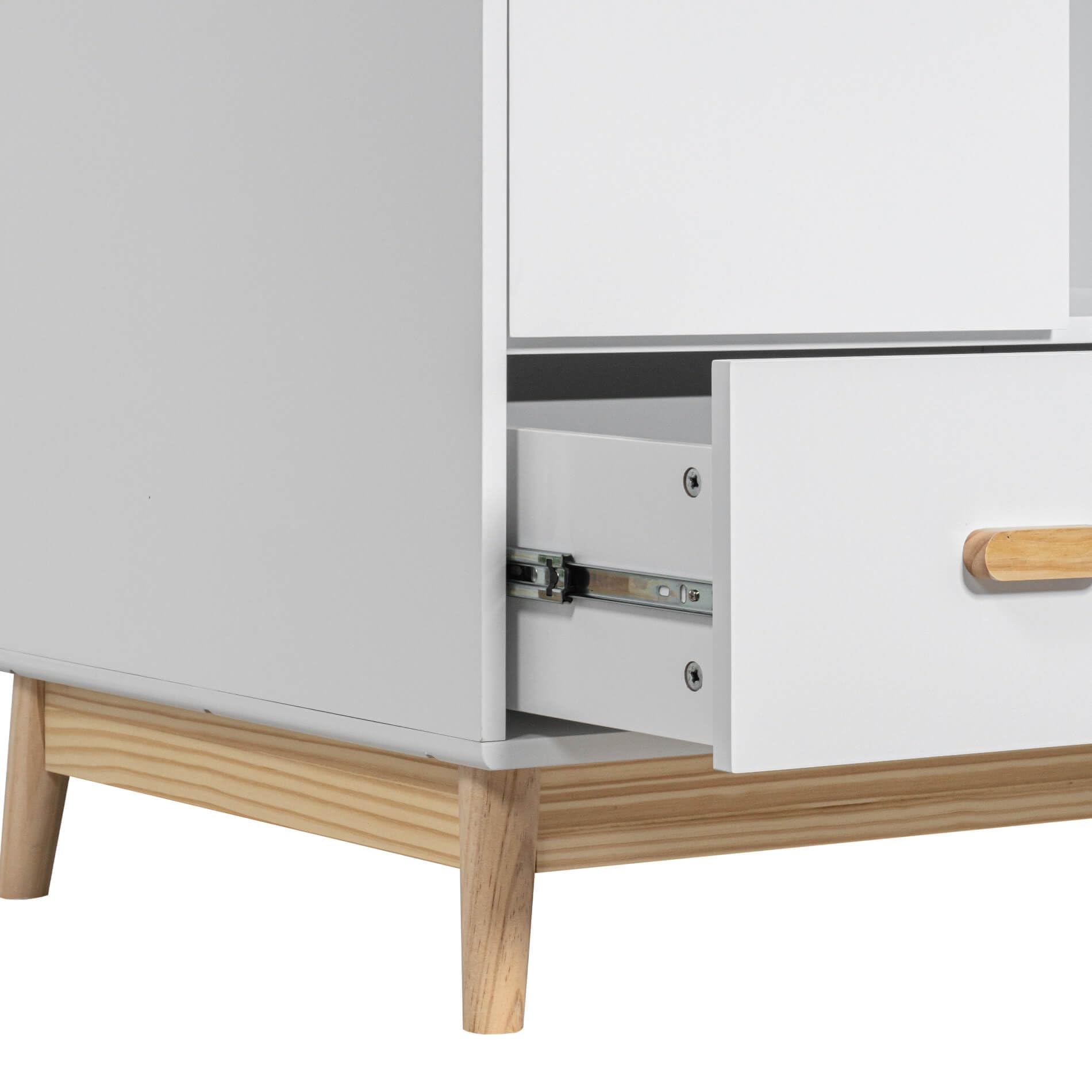 Rebecca Mobili Guardaroba per Bambini Armadio Cameretta Bianco Marrone MDF Pino 175x80x55 cm