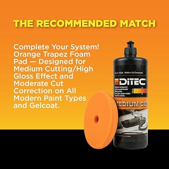 DITEC Marine Medium Cut Compound Kit, Paint Gelcoat Polish, 4 Pads, 175 mm