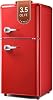 Retro Mini Fridge, Small Fridge with Freezer 3.5Cu. Ft., 2-Door Mini Refrigerator Retro Style for Bedroom,Kitchen,Office,Dorm with Adjustable Thermostat, Removable Shelves, Egg TraysRed