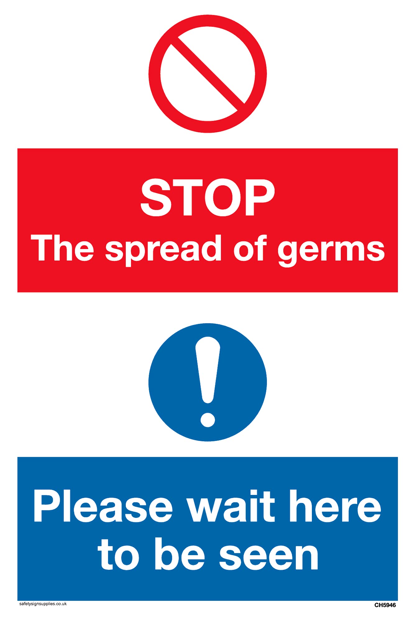 Pack of five - dual standard red prohibtion symbol and mandatory symbol in blue circle Sign - 100x150mm - A6P