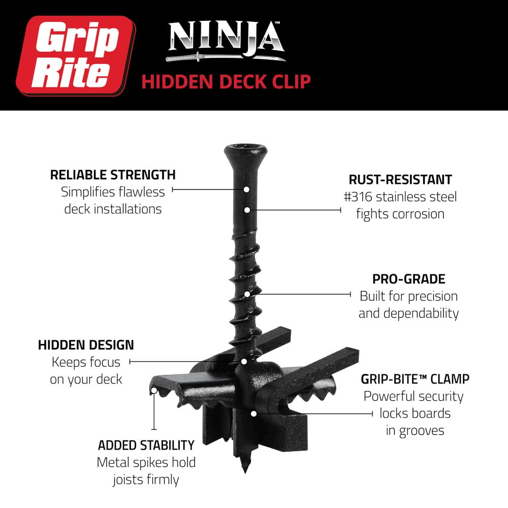 Amazon.com: Grip-Rite GRNINC31650, Ninja Hidden Deck Clip, 316