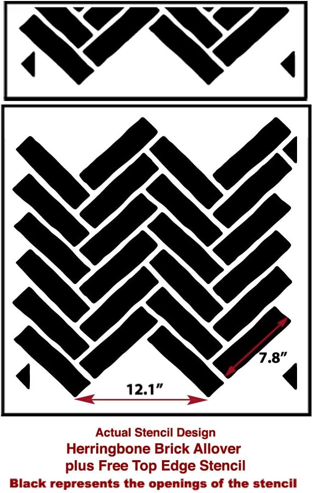 Herringbone Brick Allover Stencil - Wall Painting Stencils for Easy Room Makeover – Large Stencil for Painting Walls – Stenciling Instead of Wallpaper Saves Money – Quality Stencils for Walls