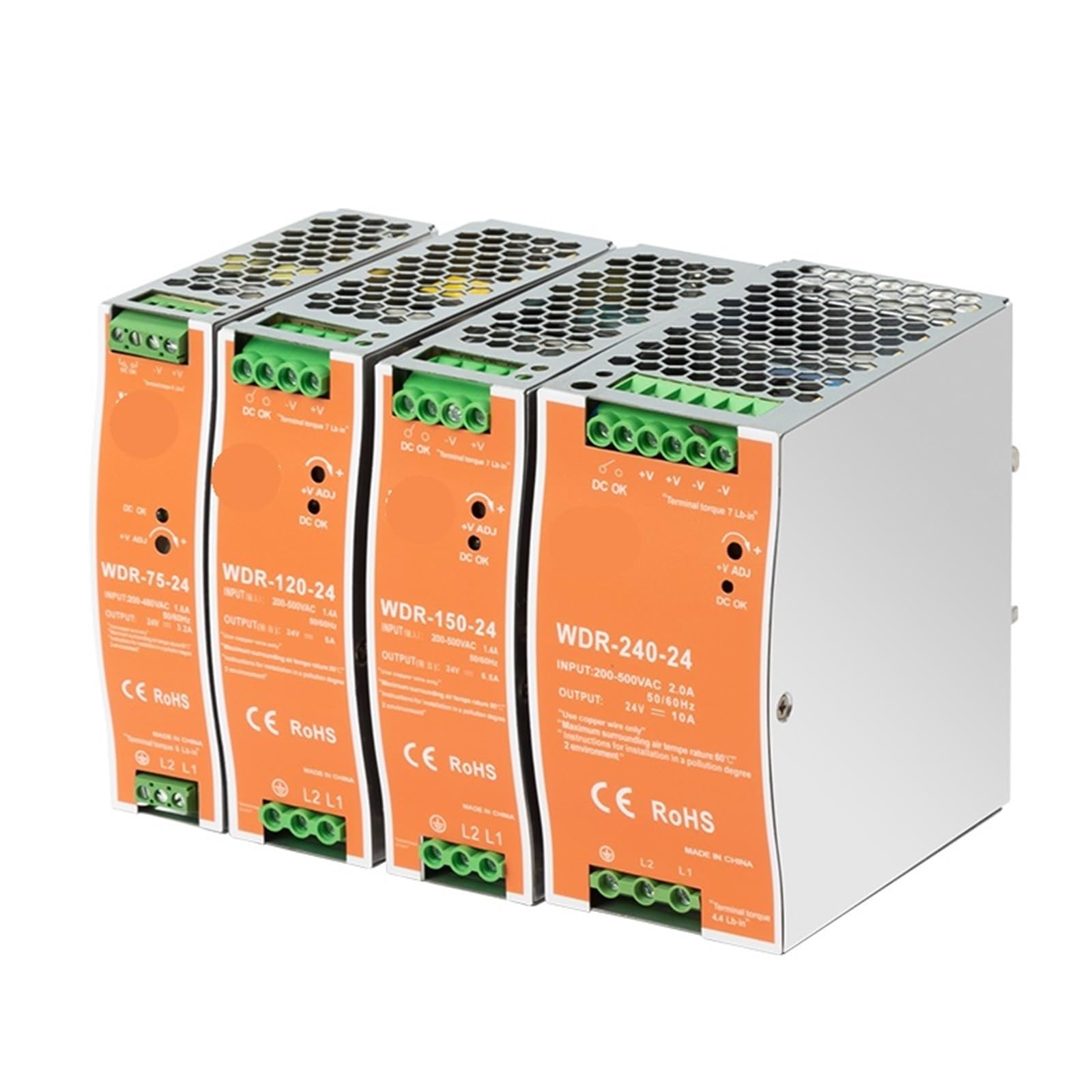 LEOTNNDQ 1PCS Switching Power Supply WDR-75W/120W/150W/240W 220V to 24V Guide Rail Type 12V/48V(WDR-150W-12V 12.5A)
