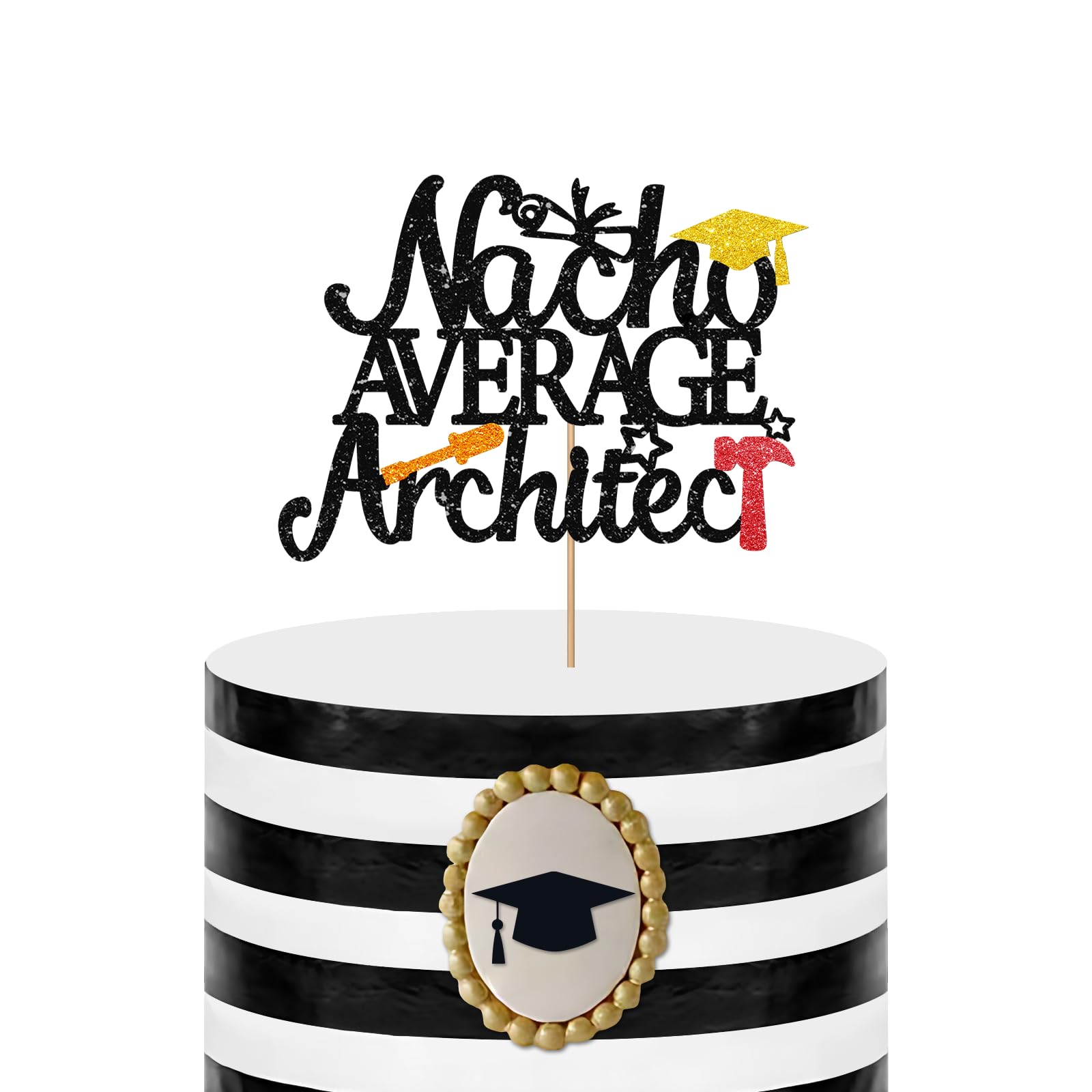 Nacho Average Architect Cake Topper, Congarts Architect Grad Cake Decor, Future Architect Cake Decoration, 2024 Grad Party Supplies, Architecture School Graduation Party Decoration - Black