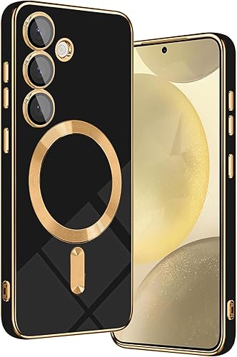 Tnarru Samsung Galaxy S24 Plus - Funda magnética compatible con Magsafe y carga inalámbrica con protector completo de lente de cámara Funda de