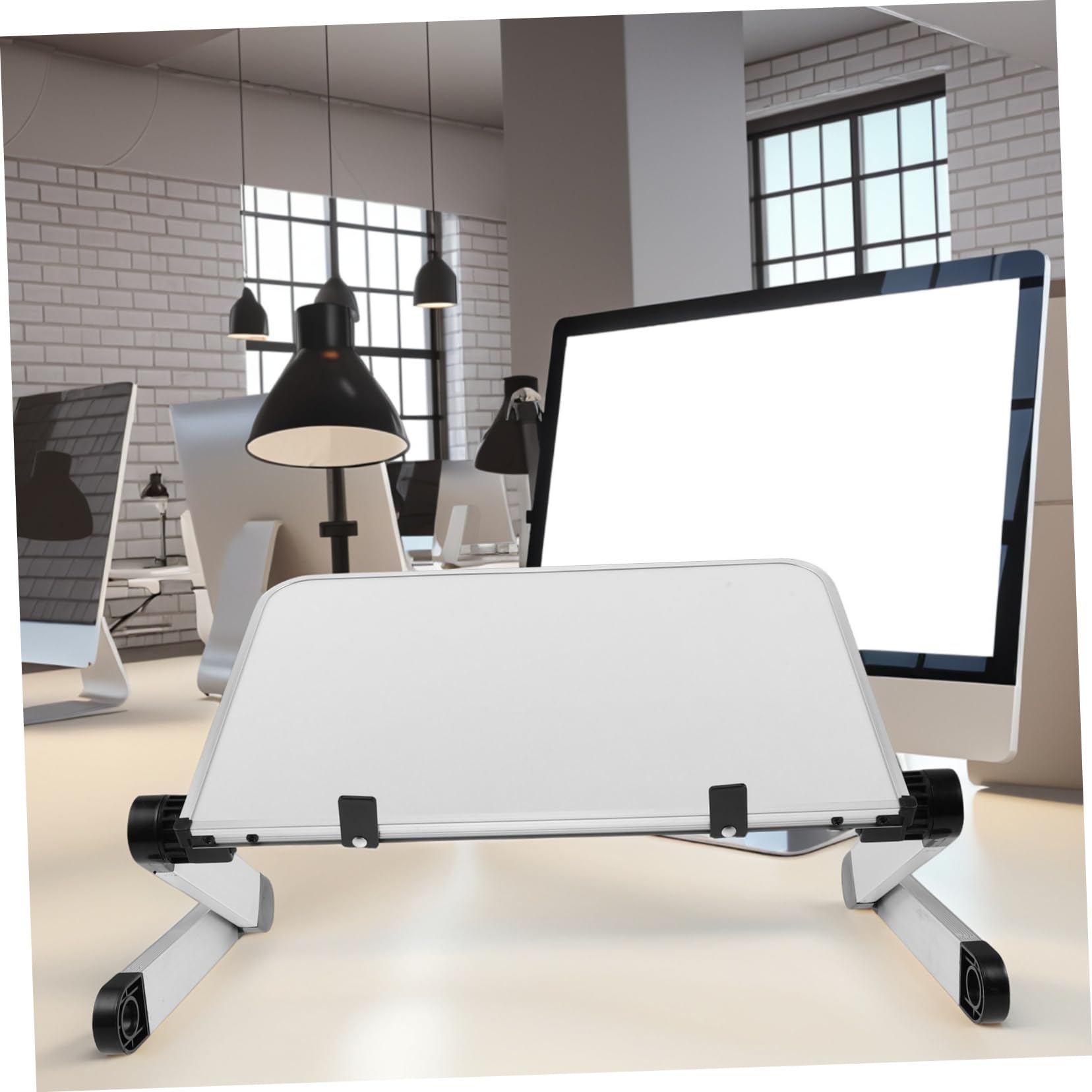 Housoutil Soporte Portátil Ajustable de Aleación y Abs para Ordenador, Elevador Plegable Regulable Adecuado para Escritorio y Oficina Moderna