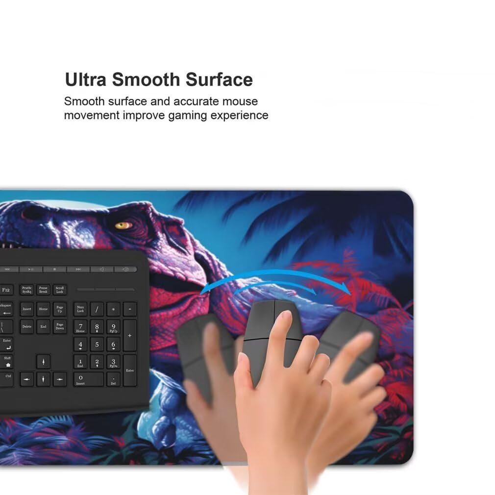 Tappetino Mouse XXL 1000x500mm Dinosauro Grande Mouse Pad, Tappetino Scrivania con Bordi Cuciti, Grande Mousepad Gaming con Base Antiscivolo per Giocatori, Ufficio e Casa (Luna Piena) -MP1532