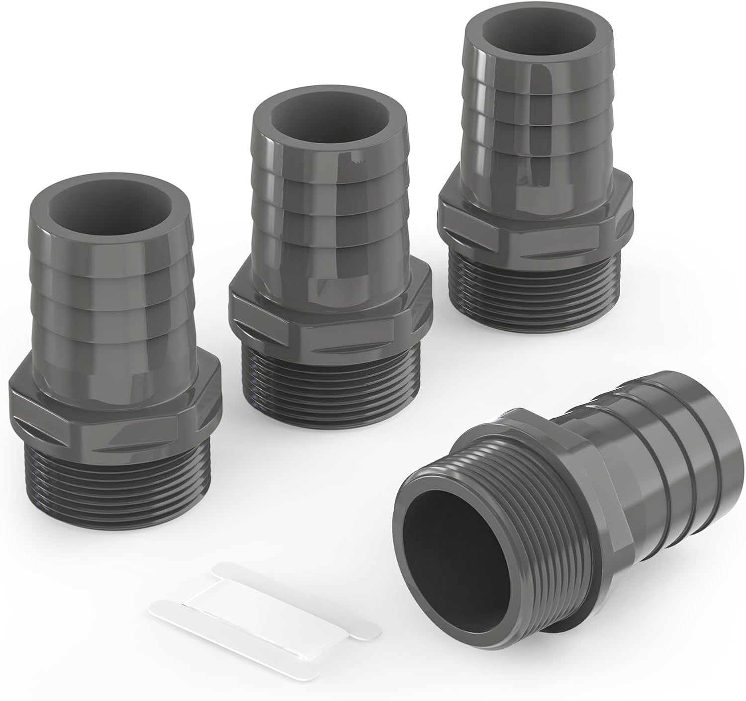 GASHER 2Pcs PVC Tube Fitting Adapter Barbed Hose Fittings Barbed 1-1/4" x NPT Male