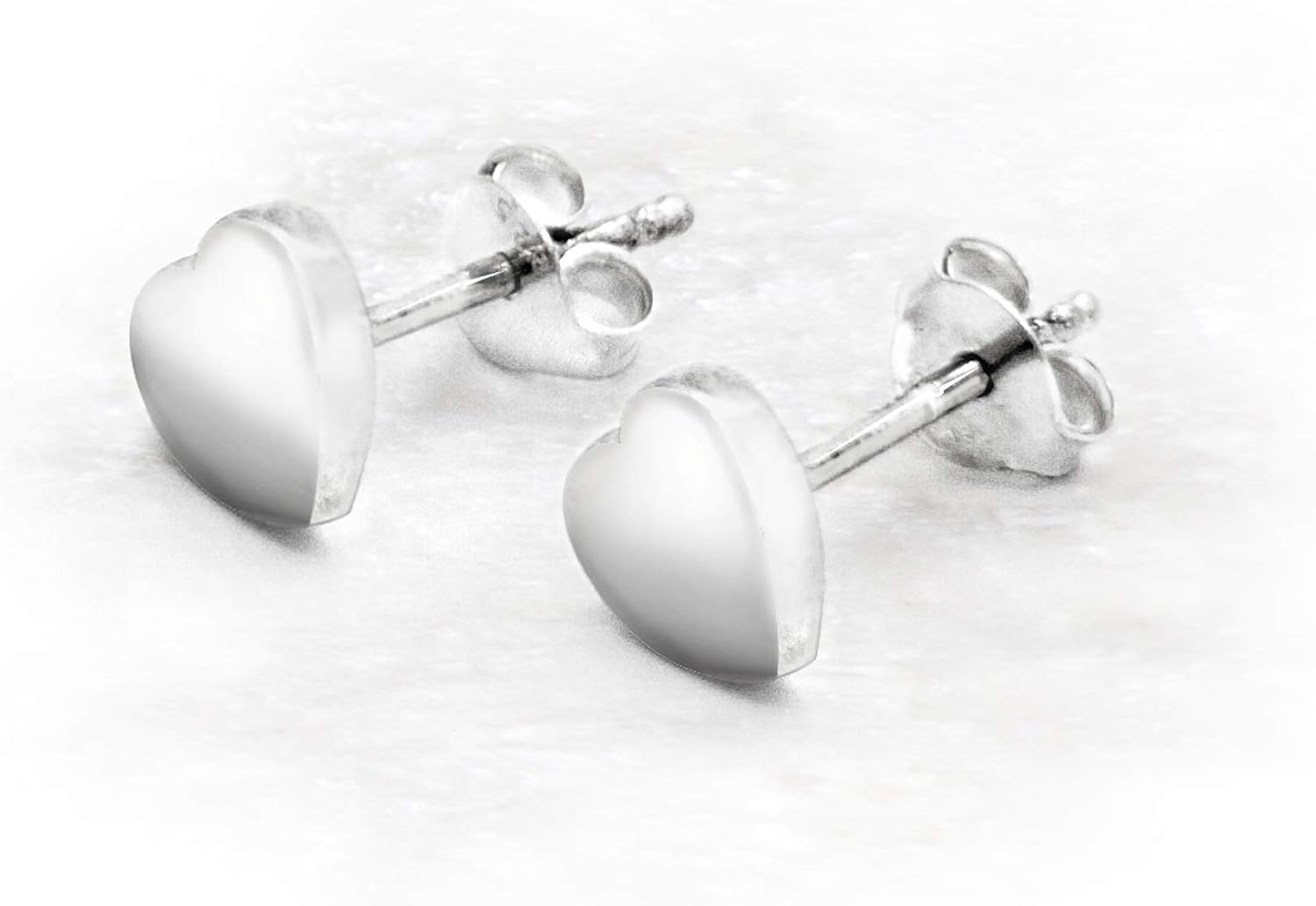 Heart Stud Earrings in Nickel-Free 925 Sterling Silver with Butterfly Fastening - Image 3