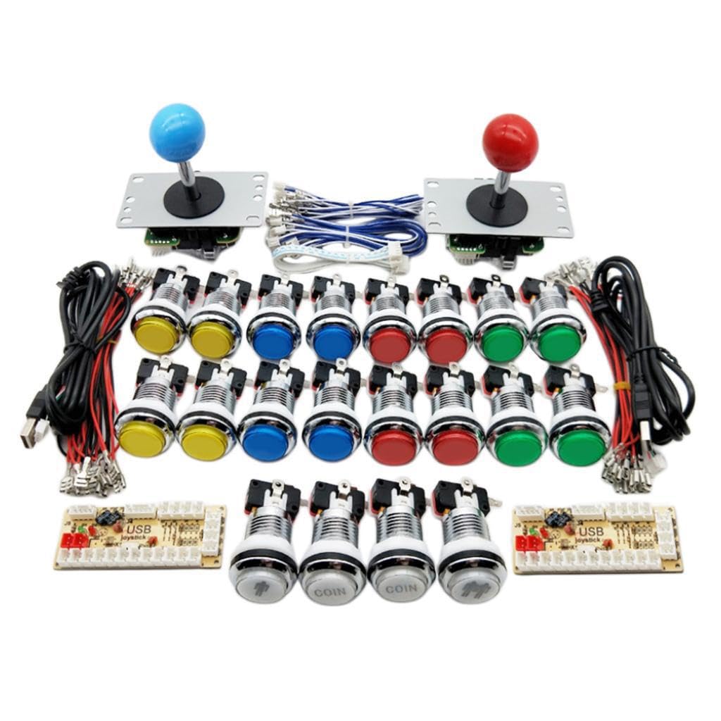 mophrati Arcade Gaming DIY Kits für 2 Spieler, galvanische Tasten und einfaches Plug and Play, Win10/Win8/Win7/Vista/XP/2000/98
