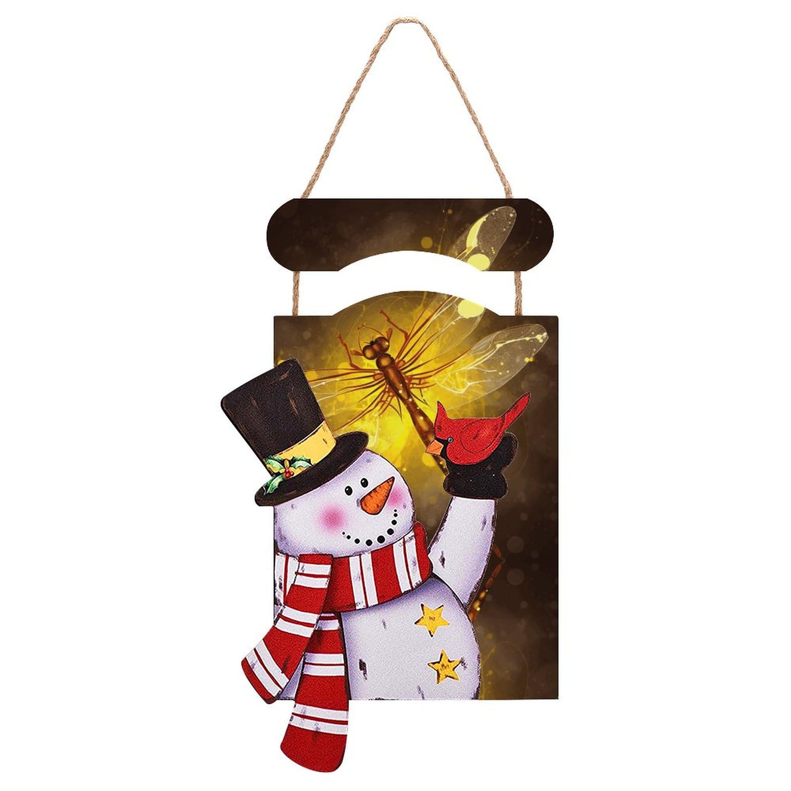 Décoration murale hivernale pour chalet, tableau suspendu bonhomme de neige en bois