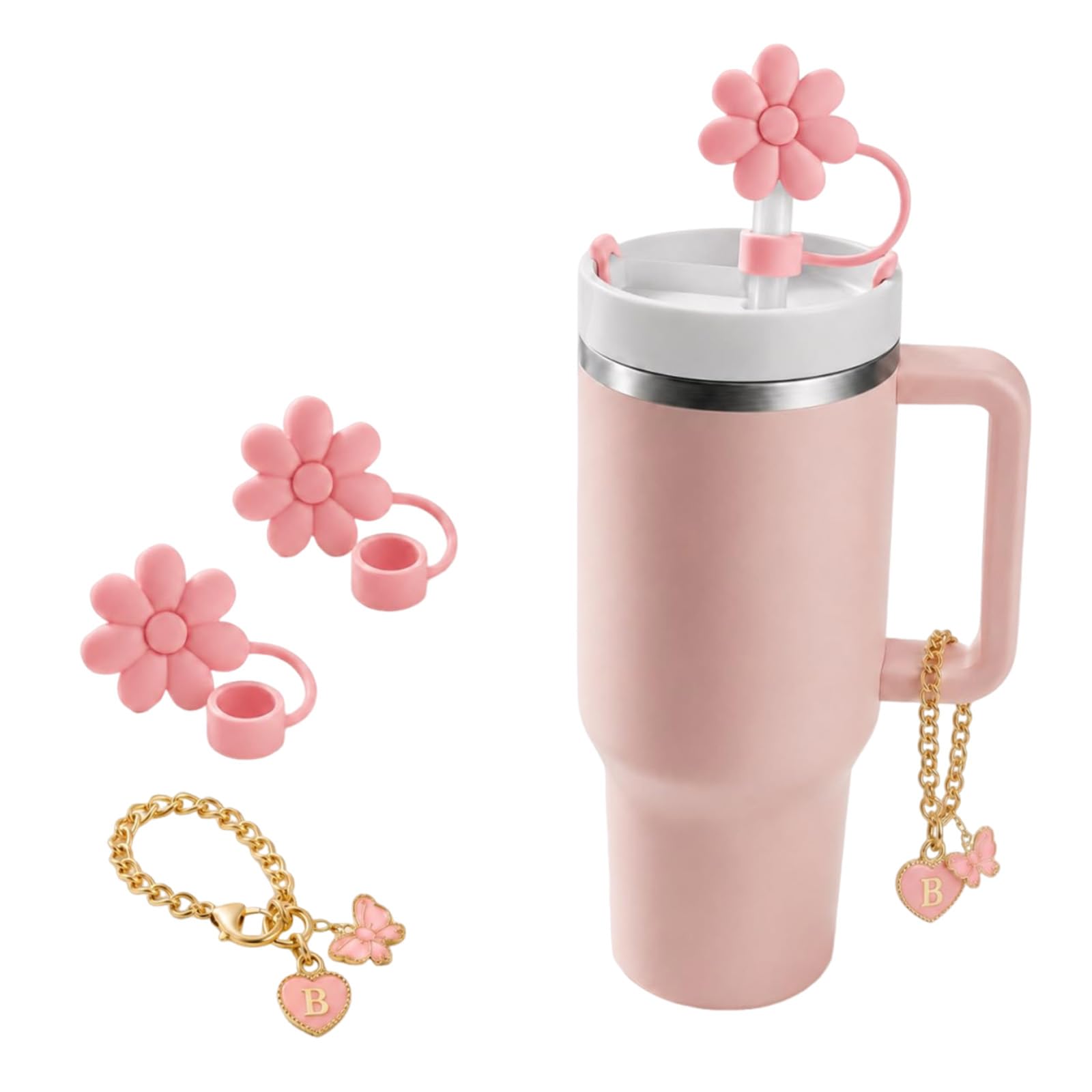 Tumbler Accessories Pink Straw Cover Topper Set for Personalized Cup 5pcs-image-39