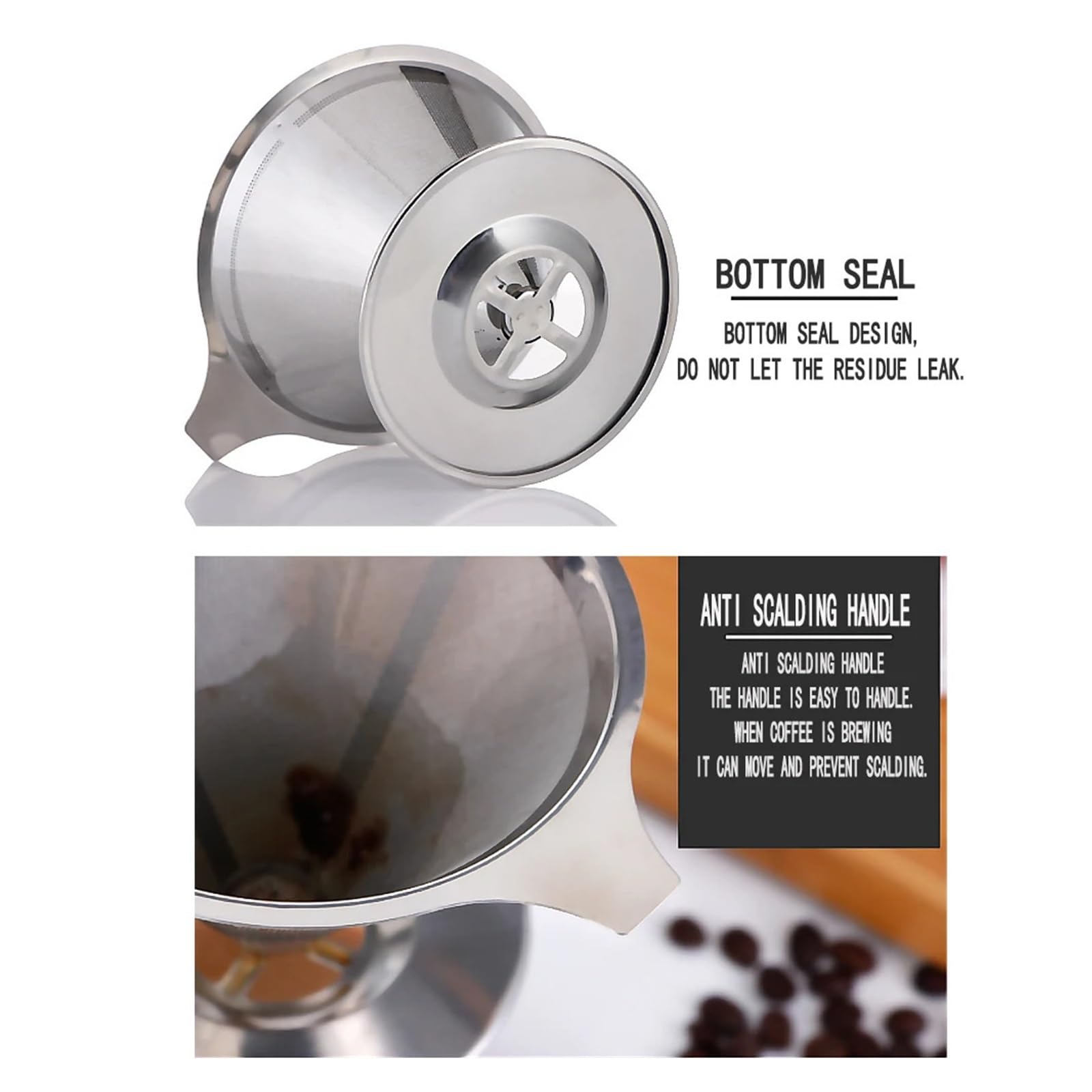 Filtro de café de Acero Inoxidable, Verter sobre Embudo, Goteo de Cerveza, té, Cesta de Malla metálica, Herramienta de Filtro de café Reutilizable, Utensilios de Cocina