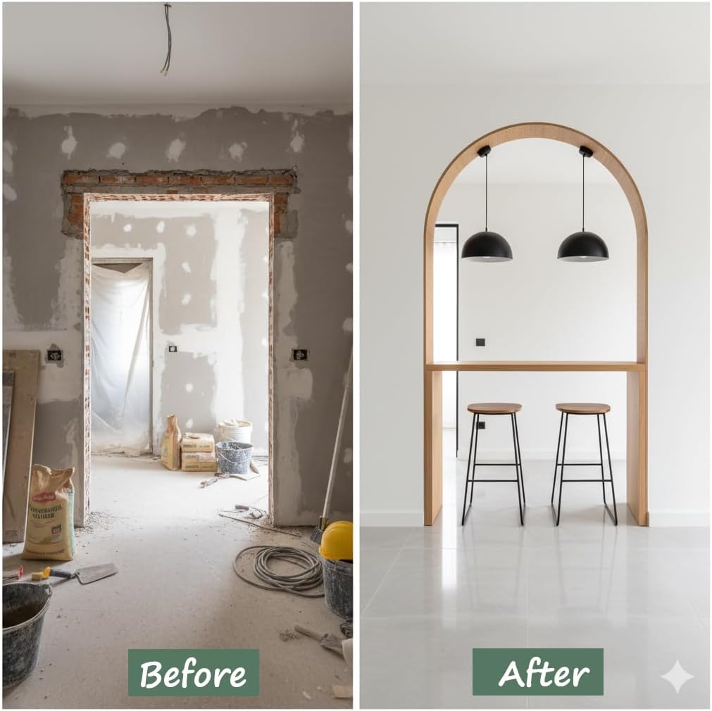 2-Pack Round Doorway Arch Kit, 9"x9"x5" Pre-Curved Drywall Form - Easy DIY Installation for a Half-Circle Top on Any Interior Doorway, Add Modern Rounded Corners to Your Home Decor