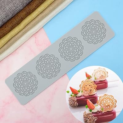 Silicone Molds, Flower Fondant Moulds, Lace Chocolate Candy Cake Decorating, Cupcake Topper, for Wedding Birthday Christmas Halloween (D_11*2.96*0.12inch)
