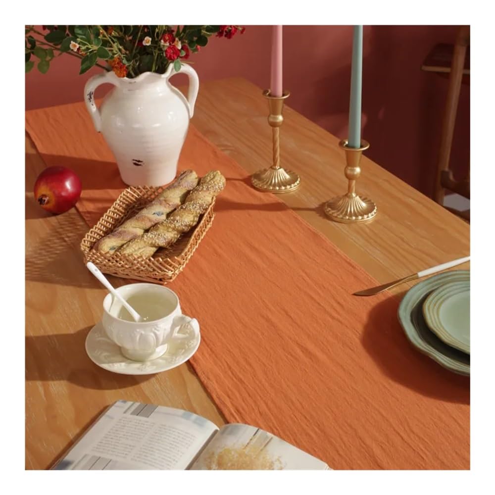 Runner da tavola in cotone in tinta unita, increspato, pieghevole, per cucina, feste, matrimoni, caffè, tavolo da pranzo (grigio, 30 x 360 cm)