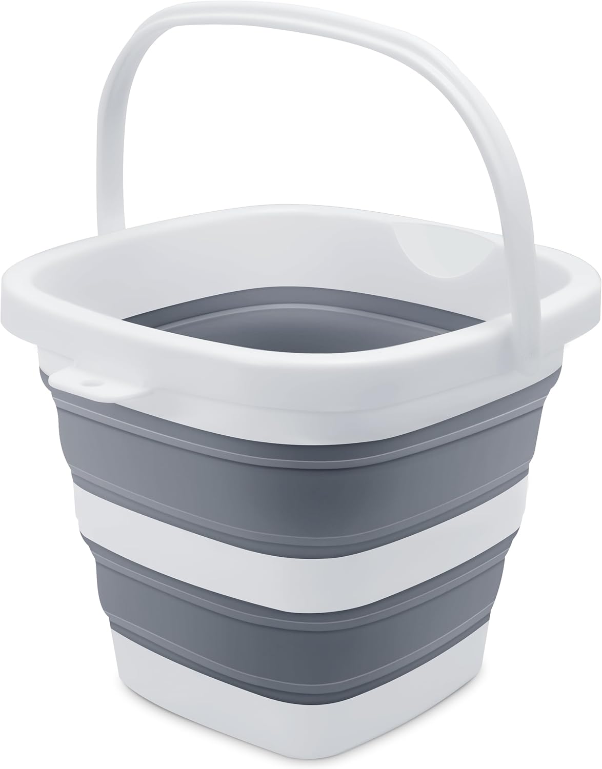 Goderewild 2 Pack Collapsible Bucket, 2.6 Gallon (10L) - Foldable Mop Bucket for House Cleaning, Car Washing, Camping - Portable Water Pail for Outdoor, RV, Travel (Grey, Round)