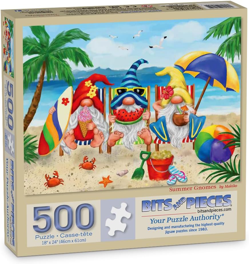Bits and Pieces -Jigsaw Puzzle for Adults - Summer Gnomes Jigsaw Puzzle, Fun Puzzles for Adults - Perfect Summer Activity