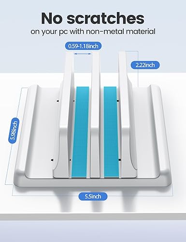 Miniatura 4 de Vaydeer Soporte vertical para laptop para escritorio, organizador de plástico con ranuras dobles para laptop con diseño 4 en 1 que ahorra espacio,