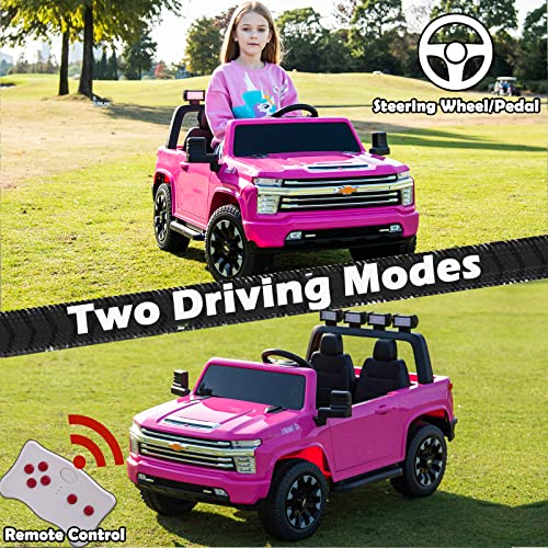 Image of 2 Seater 24V Ride On Toys Licensed Chevry Silverado Ride On Truck, Pink