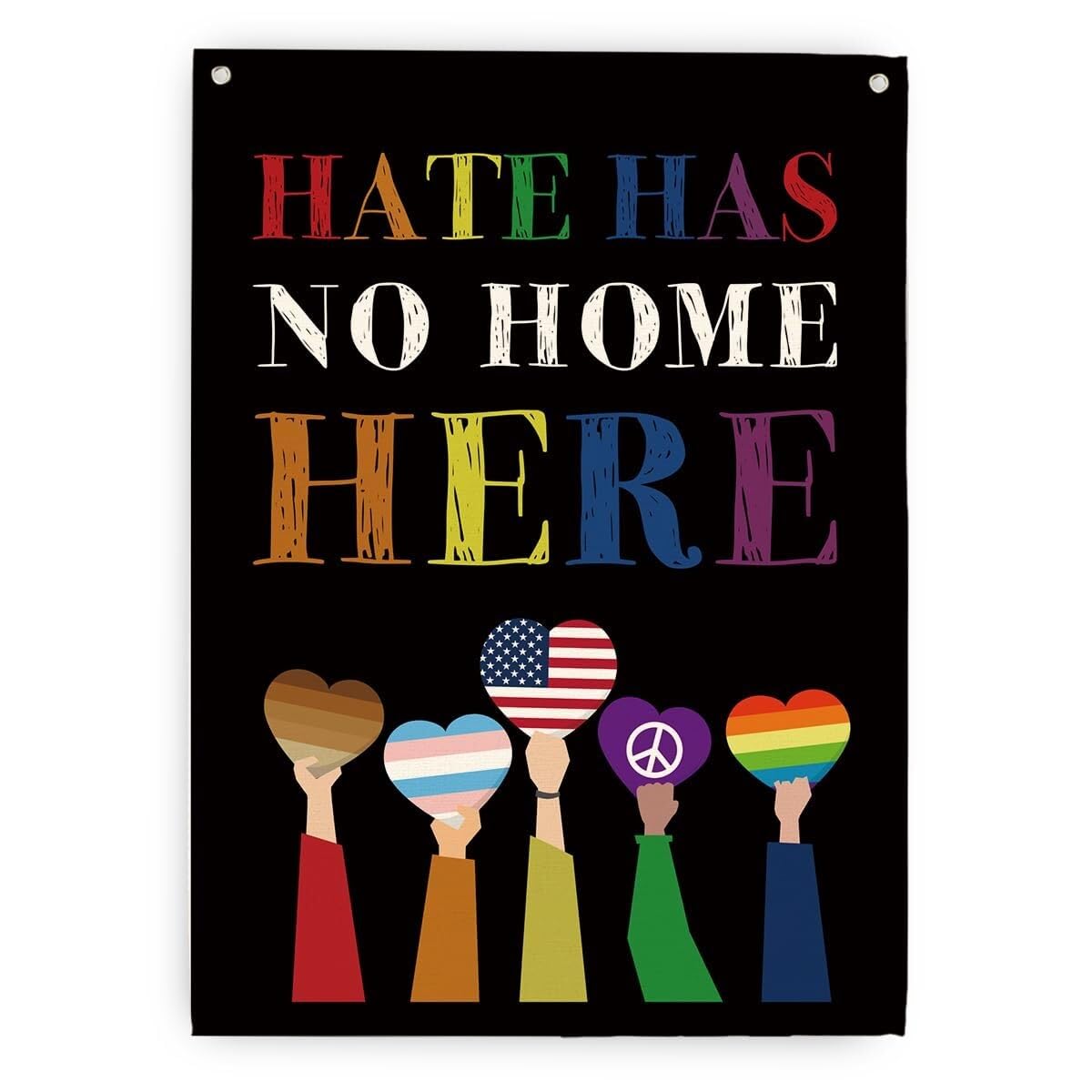 FOPURE Hate Has No Home Here - A Canvas Poster Promoting Unity & Equality. Meaningful Wall Decor for Advocates of Disability Rights, Indigenous Sovereignty & Inclusion.(Unframed,12x18inch(30x45cm))