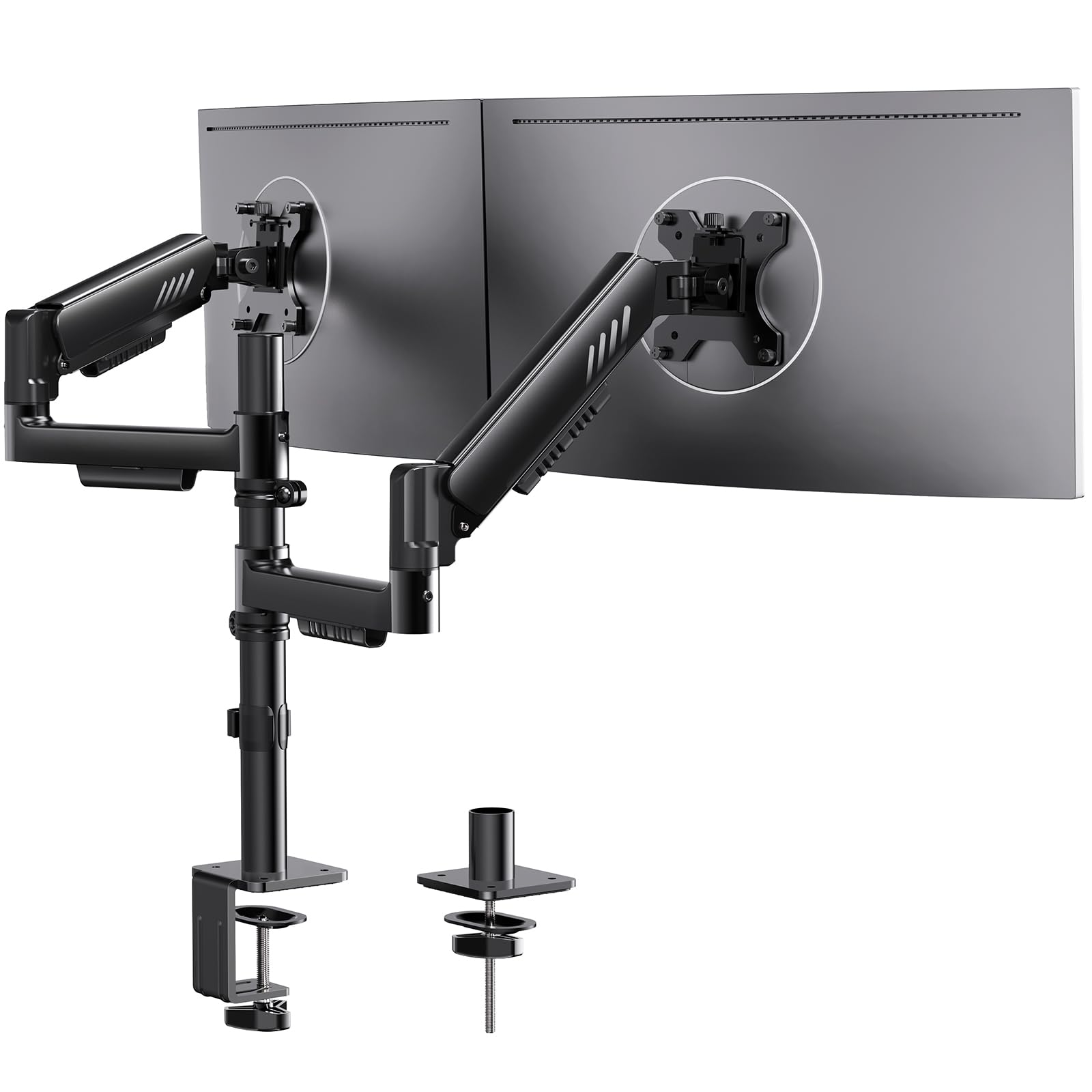 ErGear Support Ecran PC, Support Empilé pour Écrans 13 à 32 Pouces, 9 kg par Bras, Stabilité Améliorée avec Pince en C Intégrée, Gestion Câbles Améliorée, VESA 75 x 75/100 x 100 mm, Noir