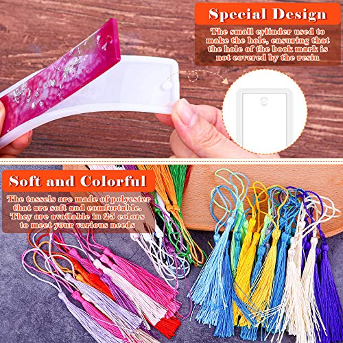 Caffox Bookmark Mold Kit with 100pcs Tassels and 10pcs Silicone Molds for Epoxy Resin Casting4