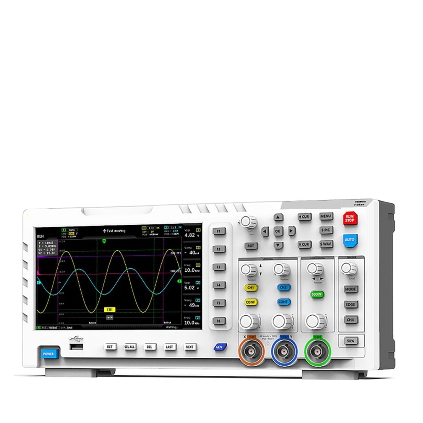 Osciloscopio Digital USB 1014D 2 en 1 generador de señal de entrada de doble canal 1GSa/s frecuencia de muestreo 100MHz * 2 ancho de banda analógico(1014D)