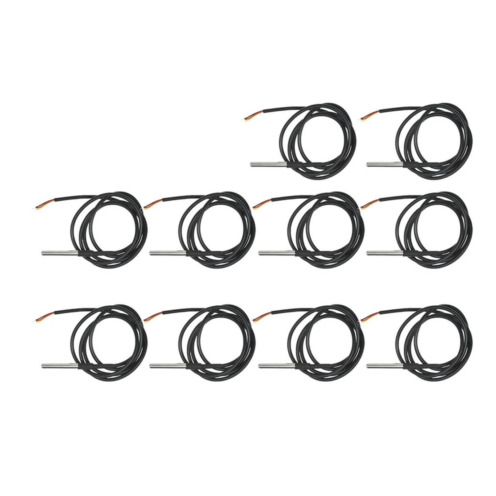 1/10PCS DS18B20 Hilo impermeable, Compatible con Arduino, Sensor de temperatura de sonda de temperatura Paquete de acero inoxidable 1/2/3/5/10 metros(5 Meter 10pcs)