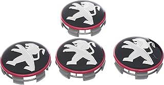 Peugeot Set of 4 Brilliant Onyx Black Aluminium Wheel Caps with Pink Surround for a Stylish and Bold Look