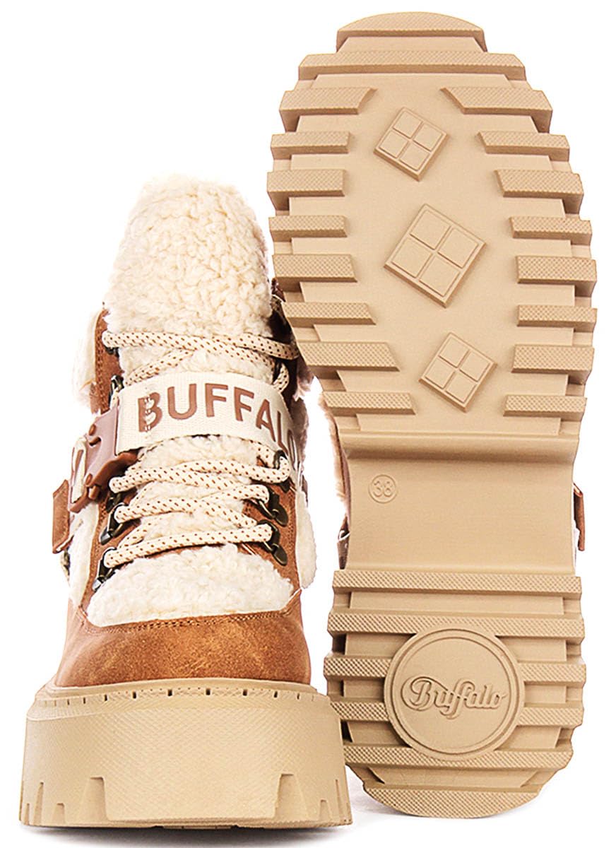 Buffalo ASPEN COM MID Femme Bottes beige/marron Imitation cuir, textile