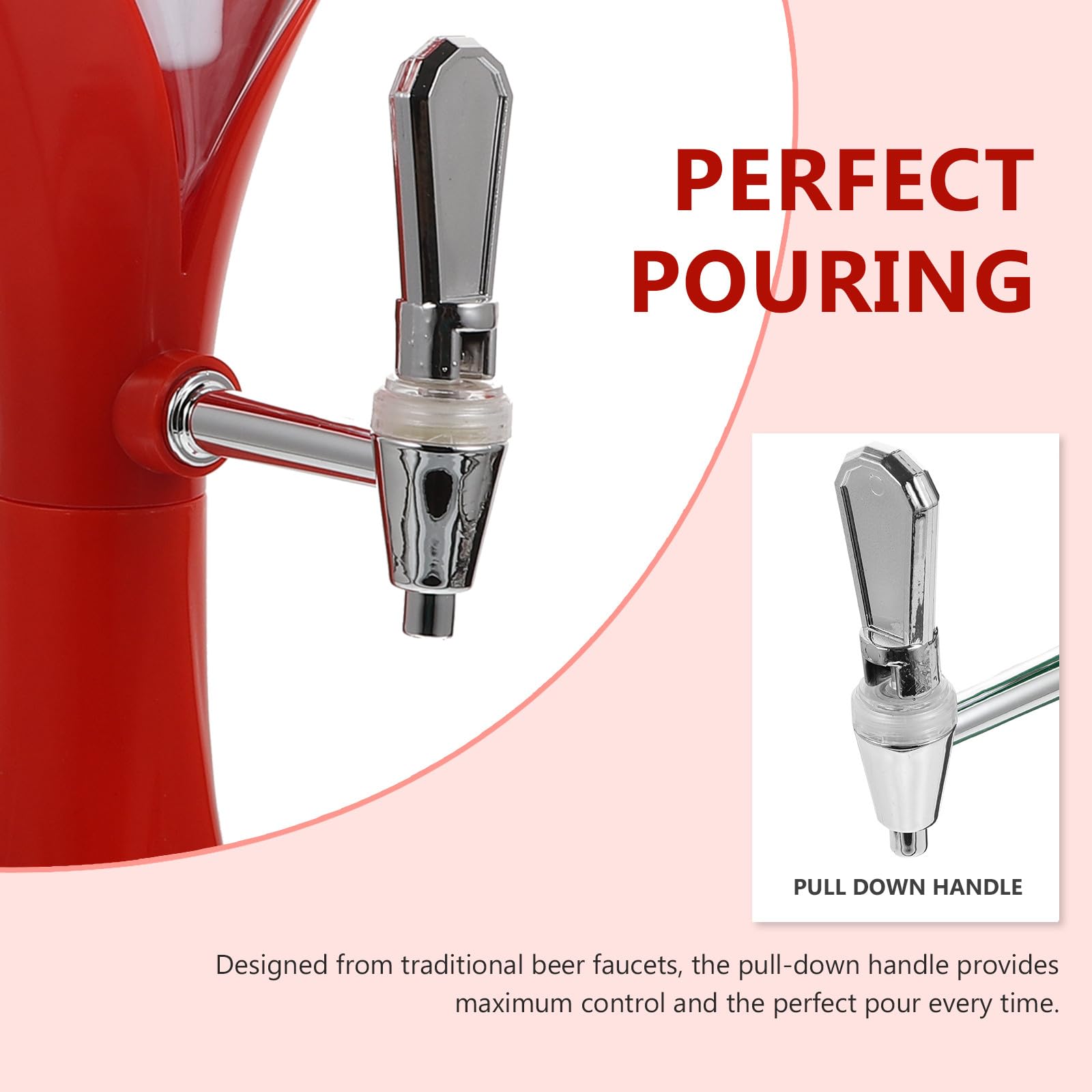 Dispensador de Cerveza Grifo y Torre Luminosa de 1.5l, Diseño Independiente de Hielo, Plástico Rojo para Camping y Patio Control Máximo y Congelación Rápida