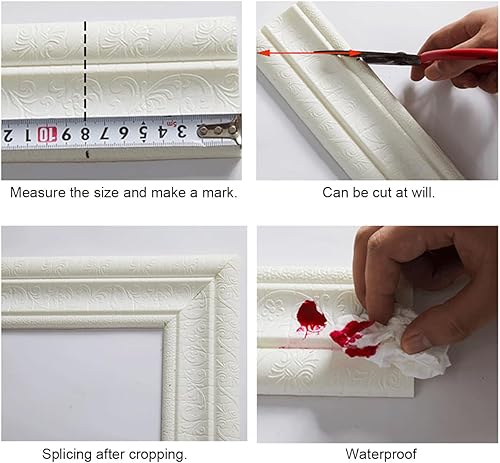 Miniatura 9 de Cozylkx - Moldura flexible autoadhesiva 3D de 90 x 3 pulgadas para decoración de pared, para el hogar, oficina, hotel, bricolaje