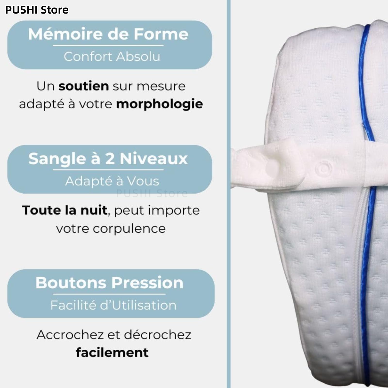 Oreiller Genou Mémoire Forme Coussin Orthopédique Genoux Perffi – Mousse Mémoire De Forme, Forme Cœur, Pour Dormeurs Latéraux, Soulage Douleurs Hanches & Dos