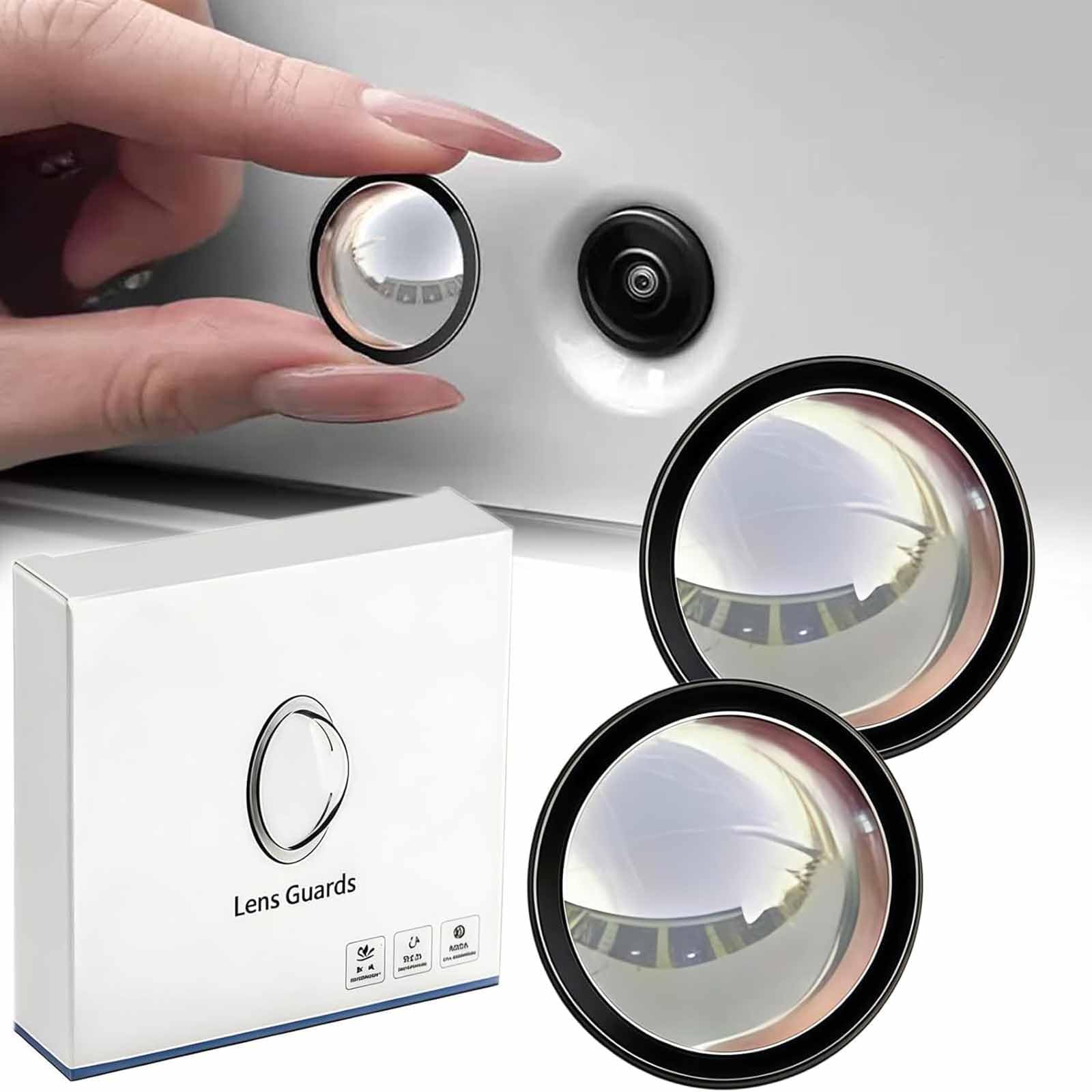 2 pcs car reverse camera lens protector, rain shield for 360 degree view camera, weatherproof anti-glare cover for reverse parking assistance and night vision