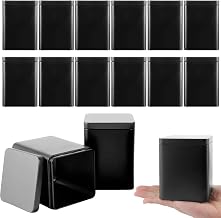 Set of 15 Metal Tea Boxes, 8 x 8 x 11 cm, Matte Grey 100g-250g, Stackable and Airtight for Loose Tea, Coffee, Spices, Nuts, Sugar, Rice, Flour, Kitchen