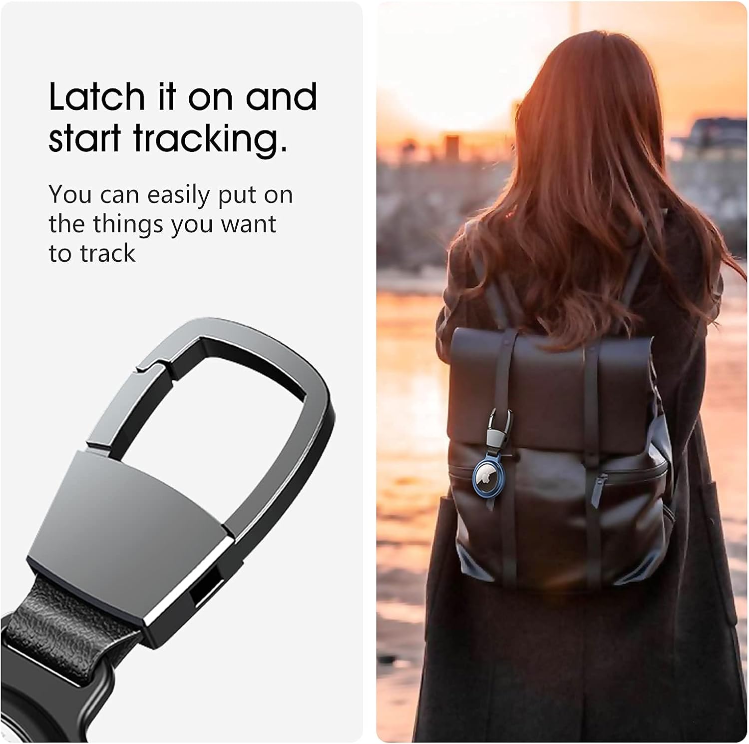 ragaga protective case for airtag with anti loss carabiner keychain key ring loop finder tracker magnetic metal protector for backpack luggage dog ca