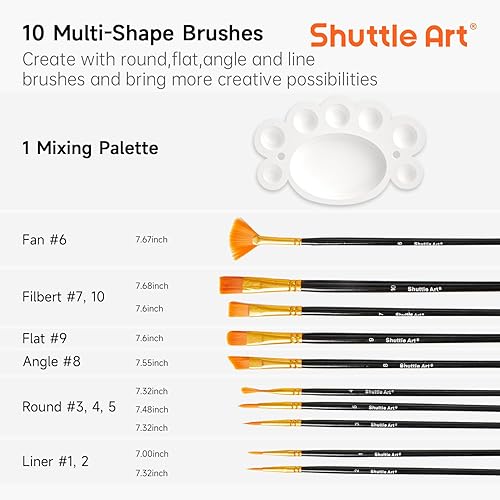 Miniatura 8 de Shuttle Art Pintura acrílica metálica de 30 colores, pintura metálica de grado artista en botellas (2.3 onzas líquidas, 2 onzas), rica pigmentación