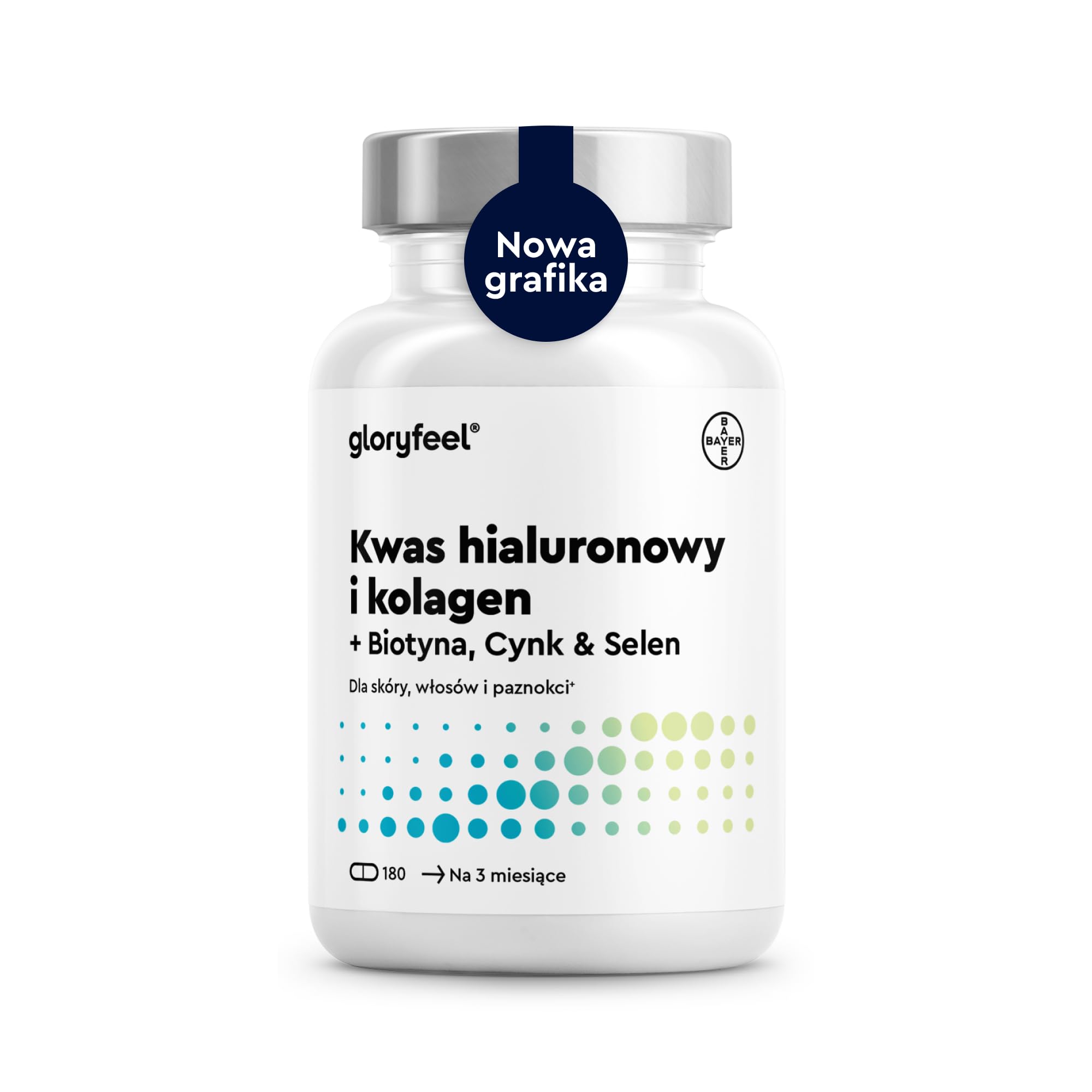 Hialuron + Kolagen, 180 Kapsułek, Kompleks dla Skóry i Włosów z Biotyna, Witamina C, Cynk, Selen i Ekstrakt z Bambusa, Testowane Laboratoryjnie, Wyprodukowano w DE bez Dodatków, Suplement Diety
