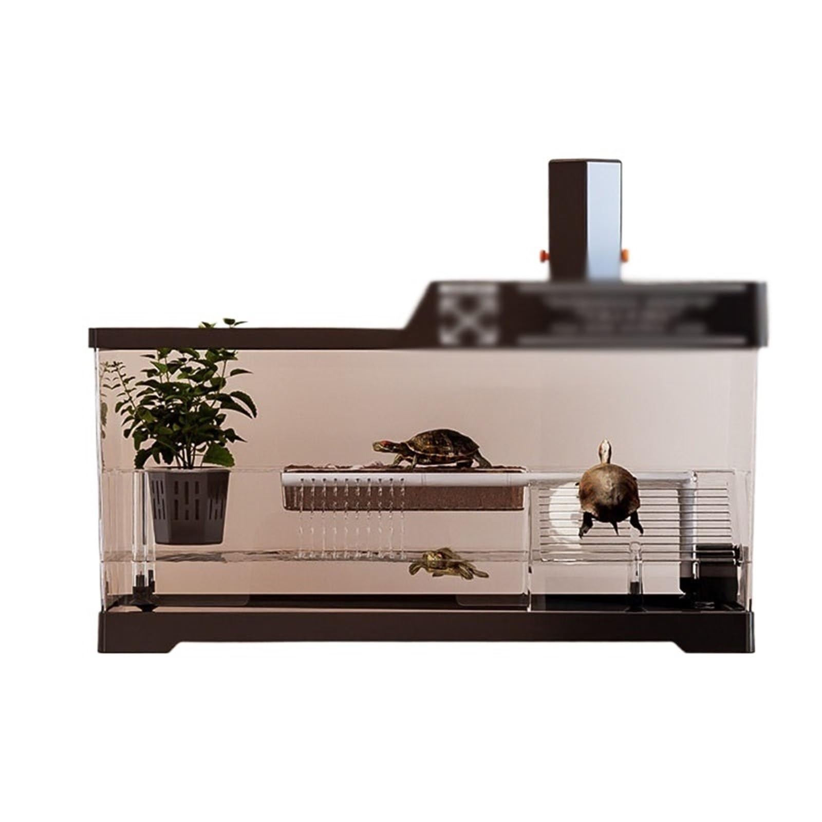 Siedlisko terrarium Mały zbiornik na żółwie z platformą do suszenia słońcu, wspinaczkową dedykowaną karmienia Terrarium akwariowe(40x20.5x22.5cm)