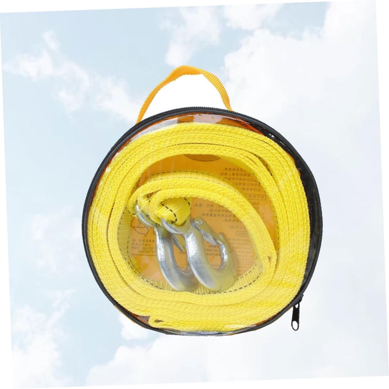 Nylon Car Trailer Rope with Forged Iron Hook Double Thickened Durable Tow Line for Outdoor Towing Fluorescent Safety Winch Rope for Night Use and Vibration Reduction
