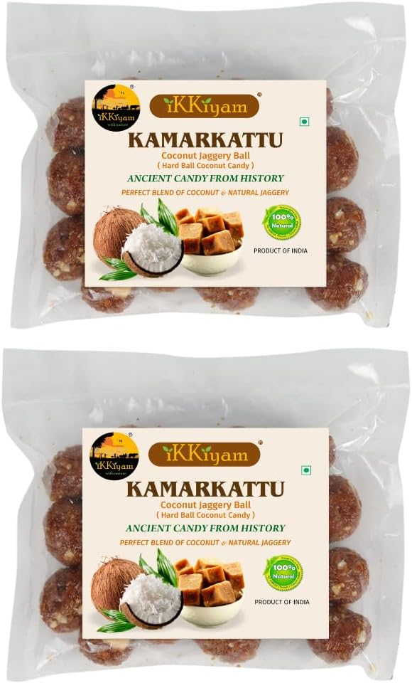 Ikkiyam Kamarkattu Kalkona 200g (Pack of 2 x 100g) | Traditional Coconut Jaggery Candy | Natural & Homemade Sweet | Healthy South Indian Snack | Digestive-Friendly Treat